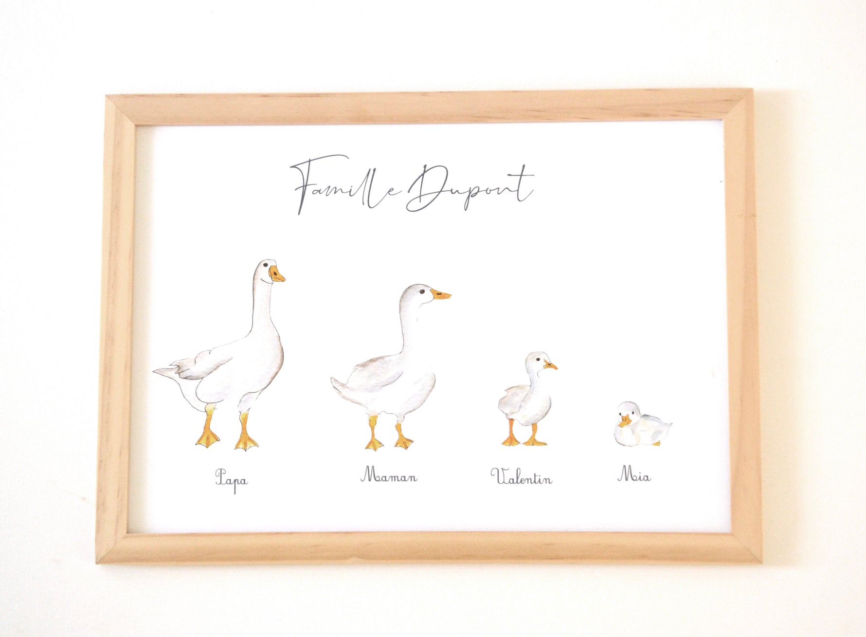 Cadre Famille Oie aquarelle personnalisée image 3