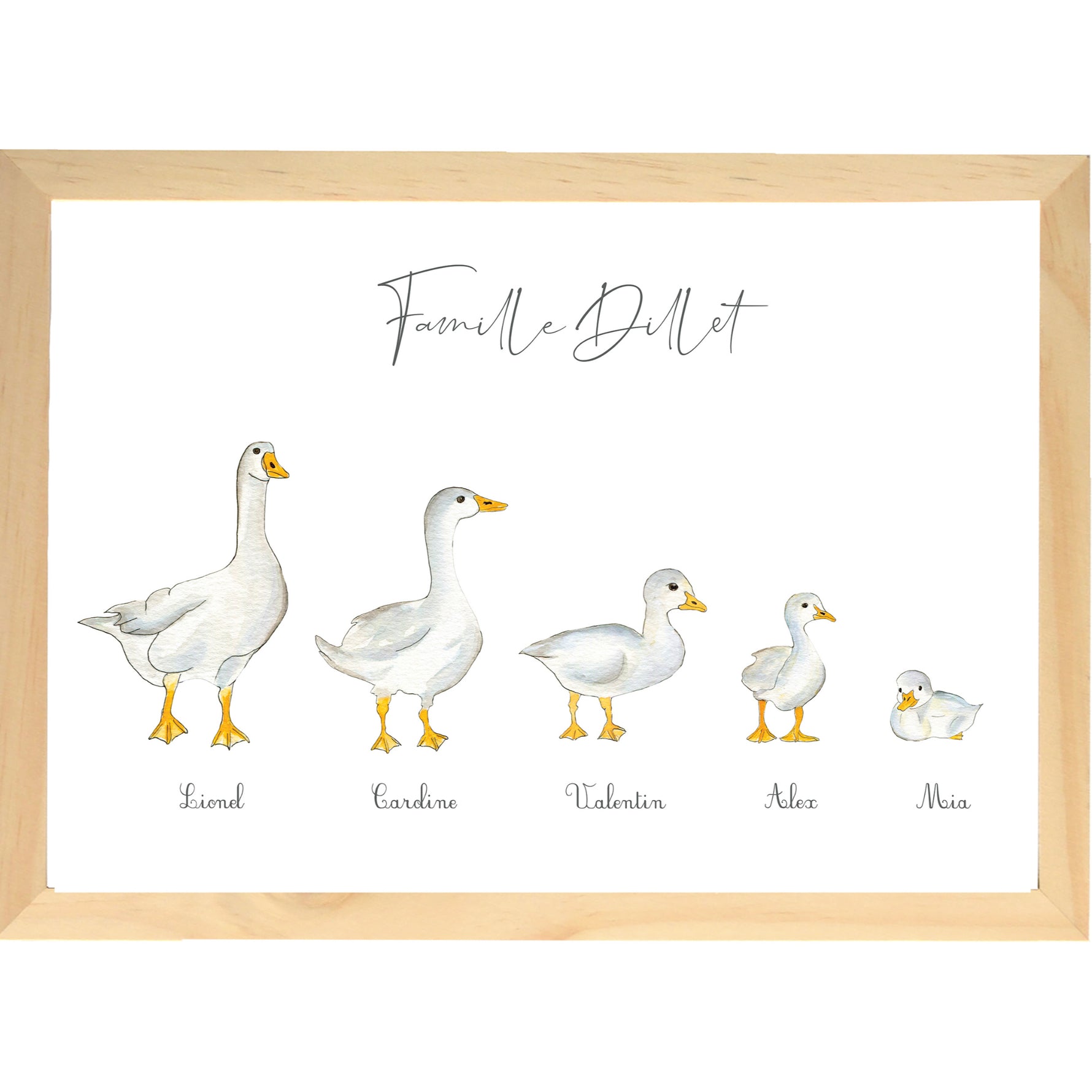 Cadre Famille Oie aquarelle personnalisée image 2