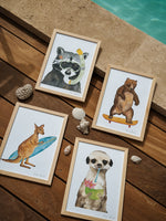 Cadre affiche aquarelle Kangourou Surf image 2