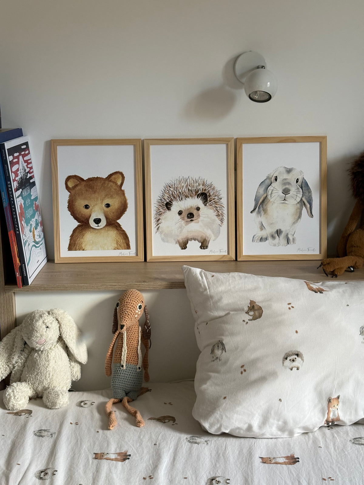 Illustration aquarelle des animaux de la foret pour décoration chambre bébé et enfant