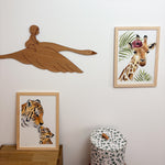Décoration chambre enfant et bébé poster aquarelle savane Girafe fleurs