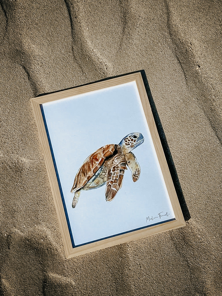 Illustration aquarelle tortue de mer pour décoration chambre enfant