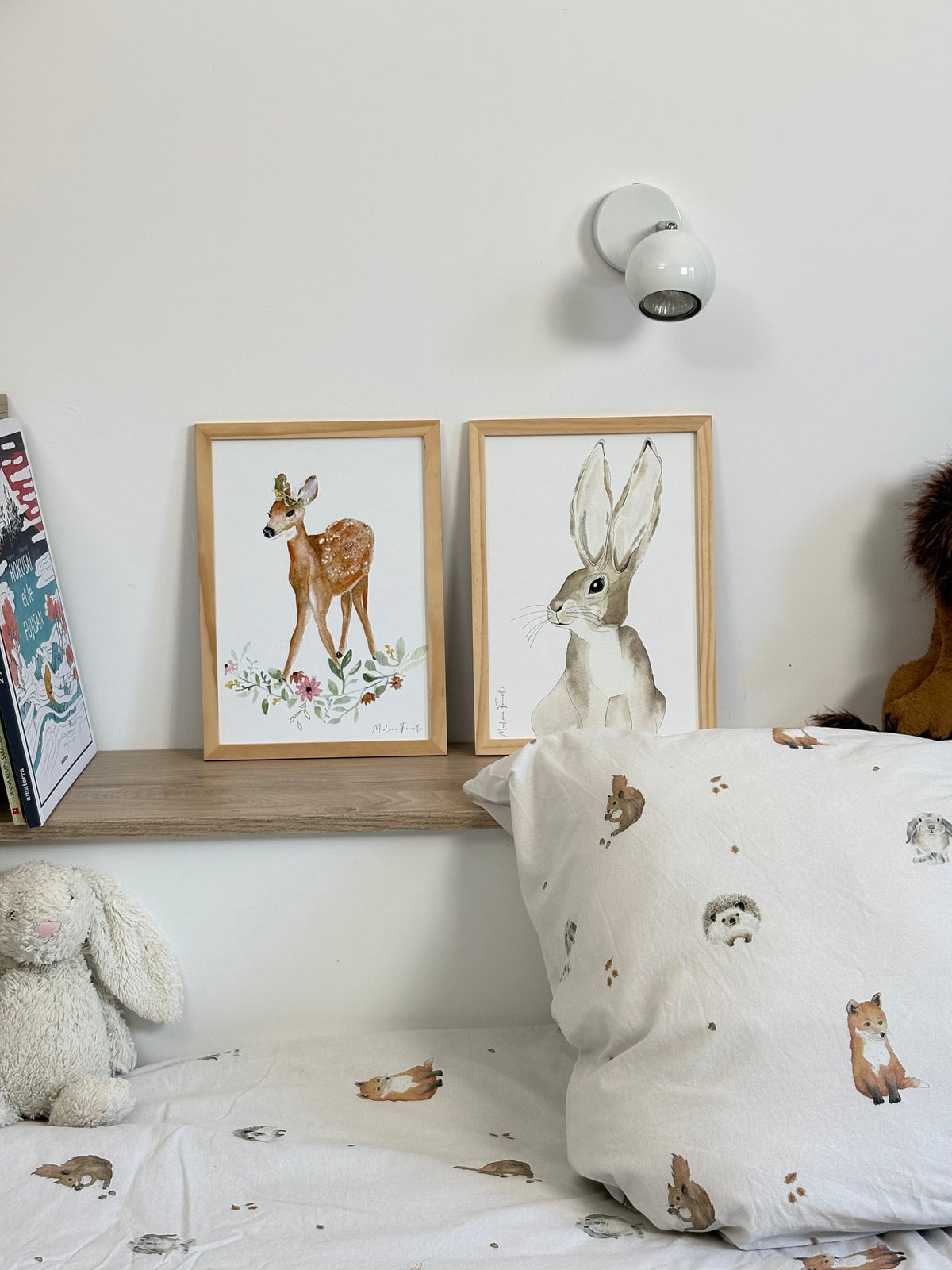 Poster biche et lapin pour décoration chambre bébé et enfant