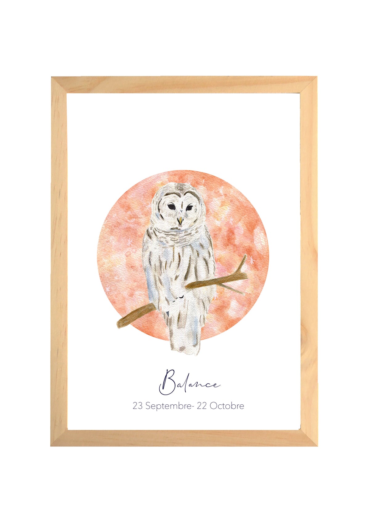 Affiche aquarelle signe du zodiaque Balance terracotta