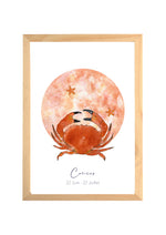 Affiche aquarelle signe du zodiaque Cancer terracotta