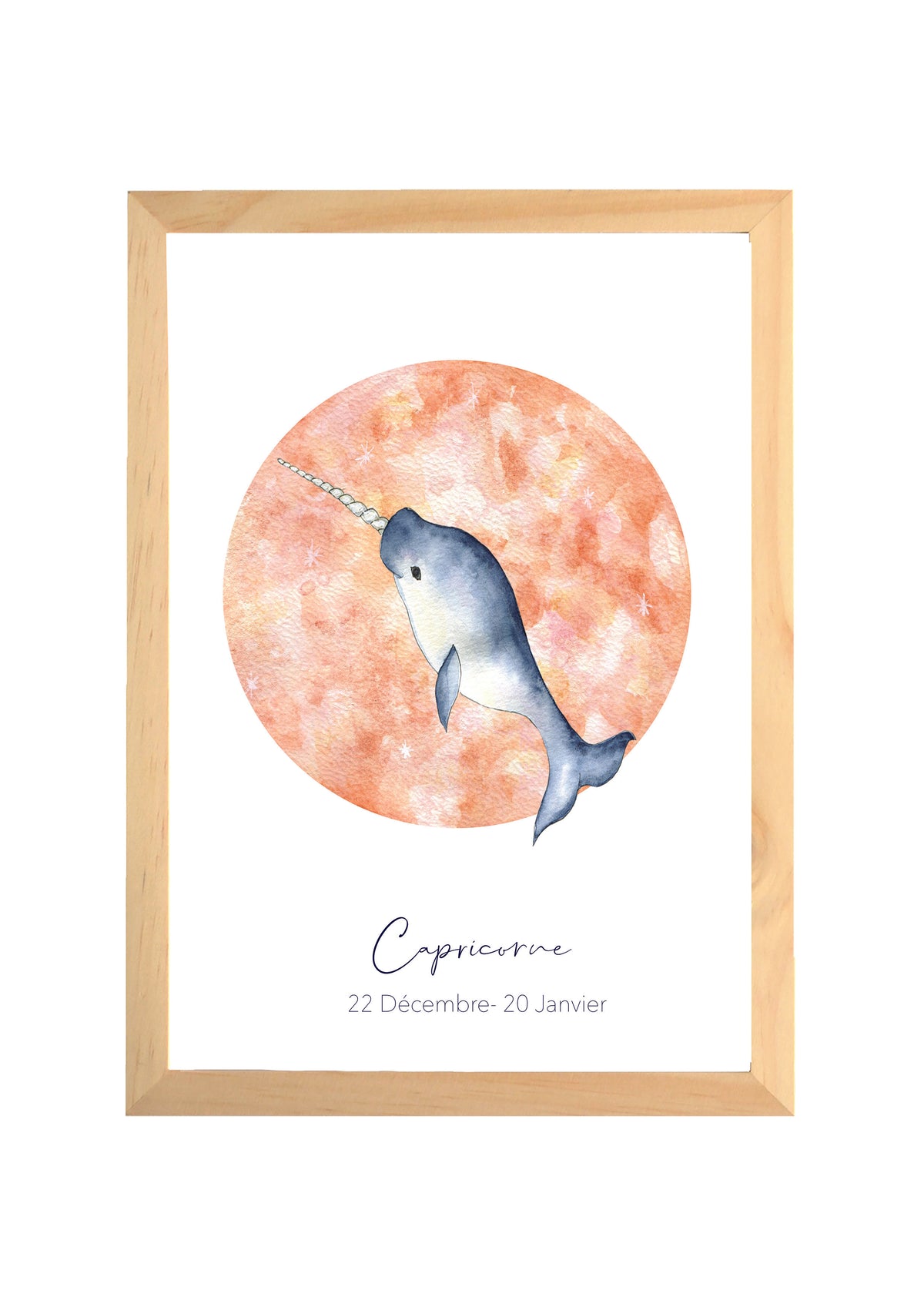 Affiche aquarelle signe du zodiaque Capricorne terracotta