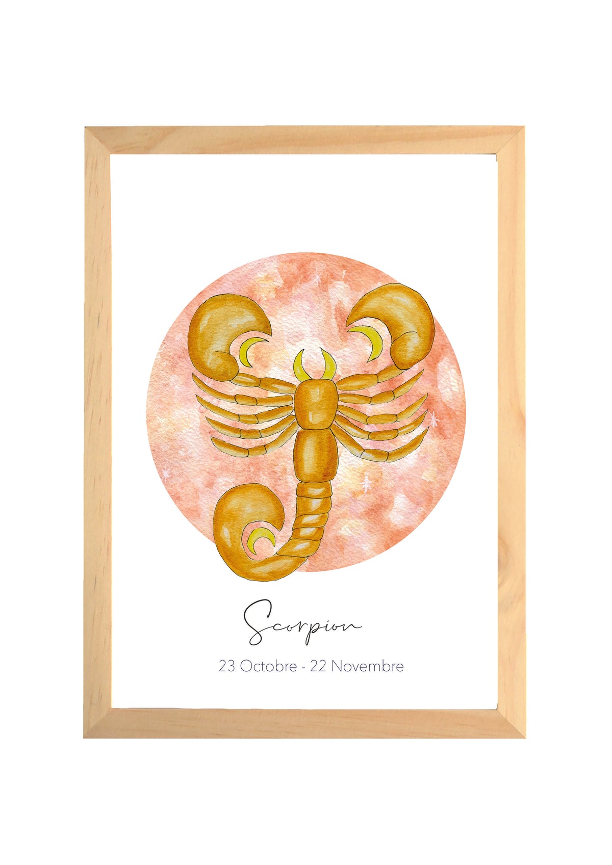 Affiche aquarelle signe du zodiaque Scorpion terracotta