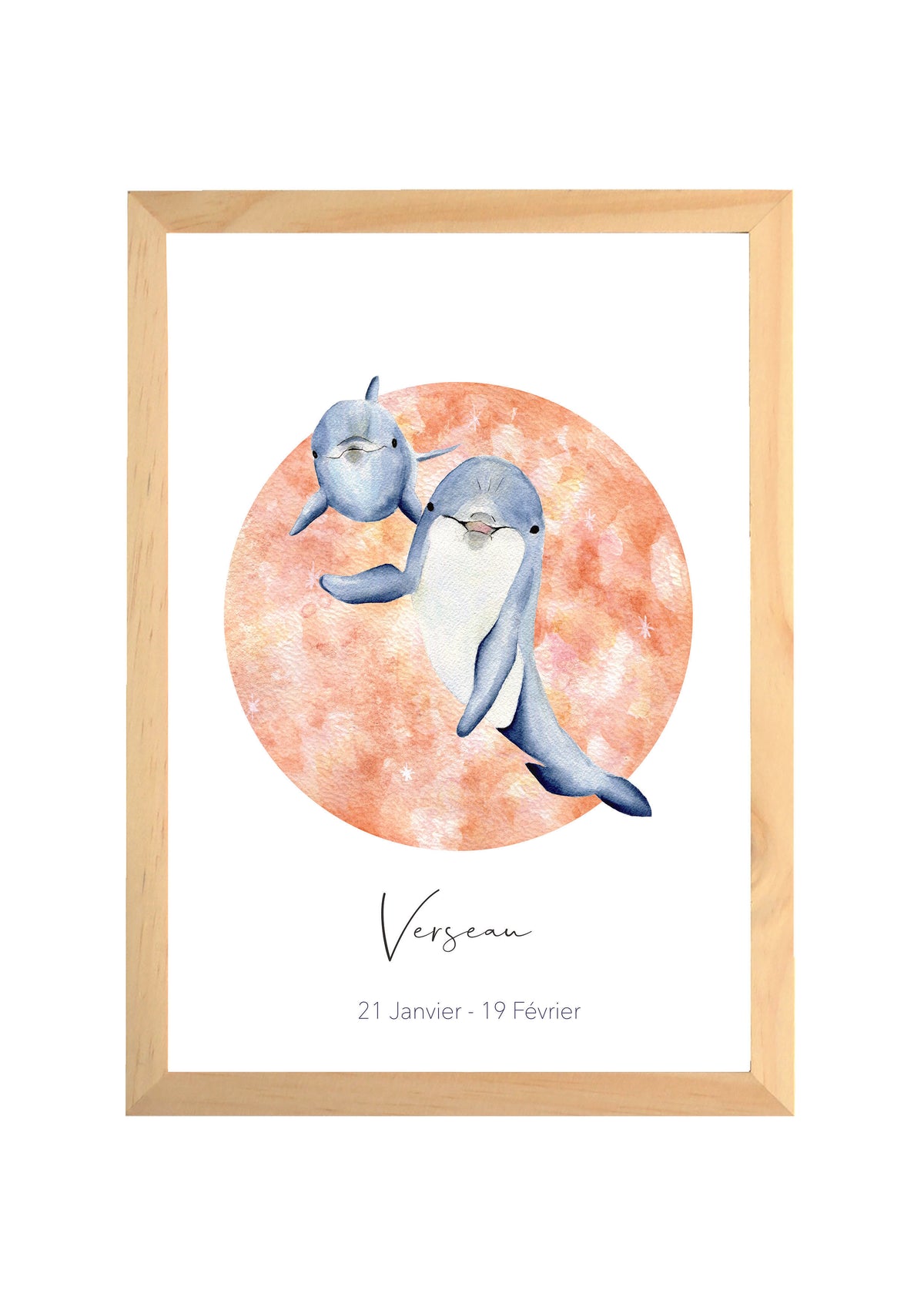 Affiche aquarelle signe du zodiaque Verseau terracotta