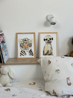 Poster tigre et suricate aquarelle pour décoration chambre enfant