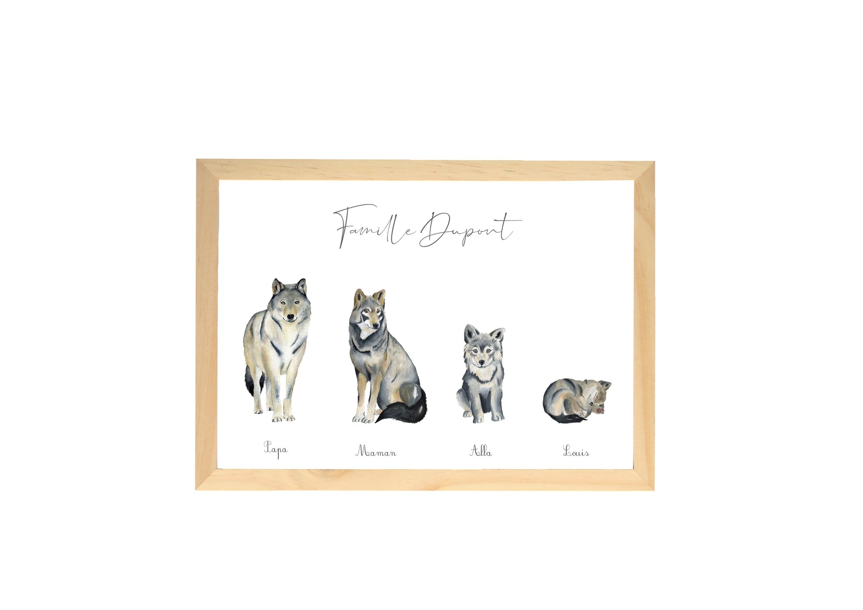 Famille loup personnalisée avec nombre d’enfants au choix