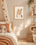 Poster renard aquarelle enfant pour chambre bébé sur le thème de la forêt 