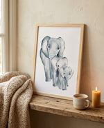 Affiche famille éléphant pour une décoration chambre enfant sur le thème de la jungle 