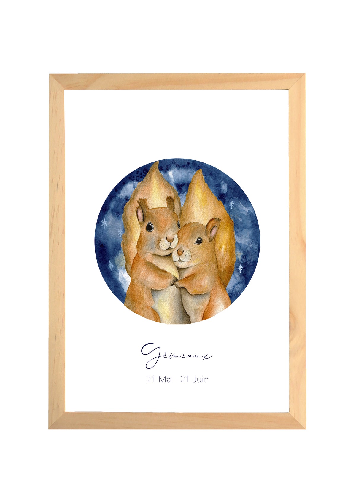 Illustration Aquarelle Signe Zodiaque Gémeaux