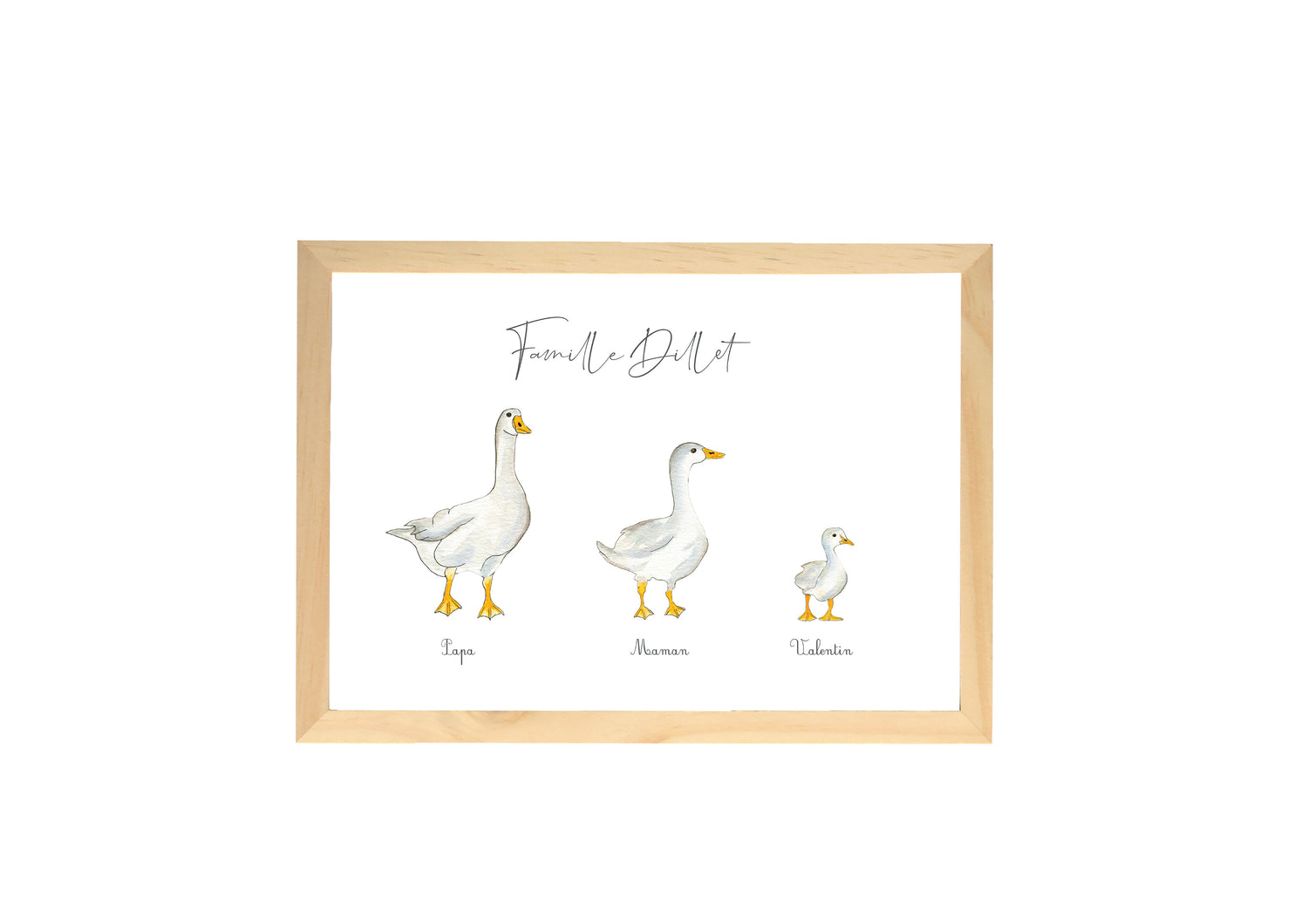 Cadre Famille Oie aquarelle personnalisée