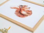 Cadre avec affiche aquarelle écureuil pour décorer une chambre d’enfant sur le thème de la forêt 