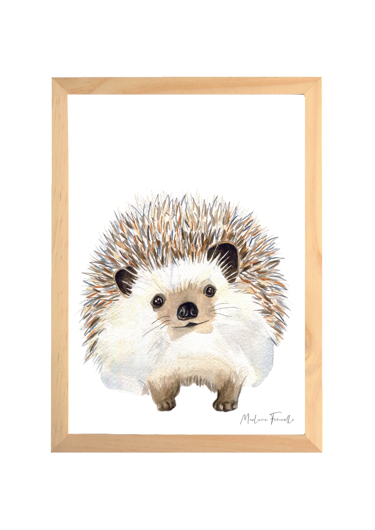 Poster aquarelle d'un hérisson pour une décoration murale sur le thème de la forêt pour une chambre d'enfant.