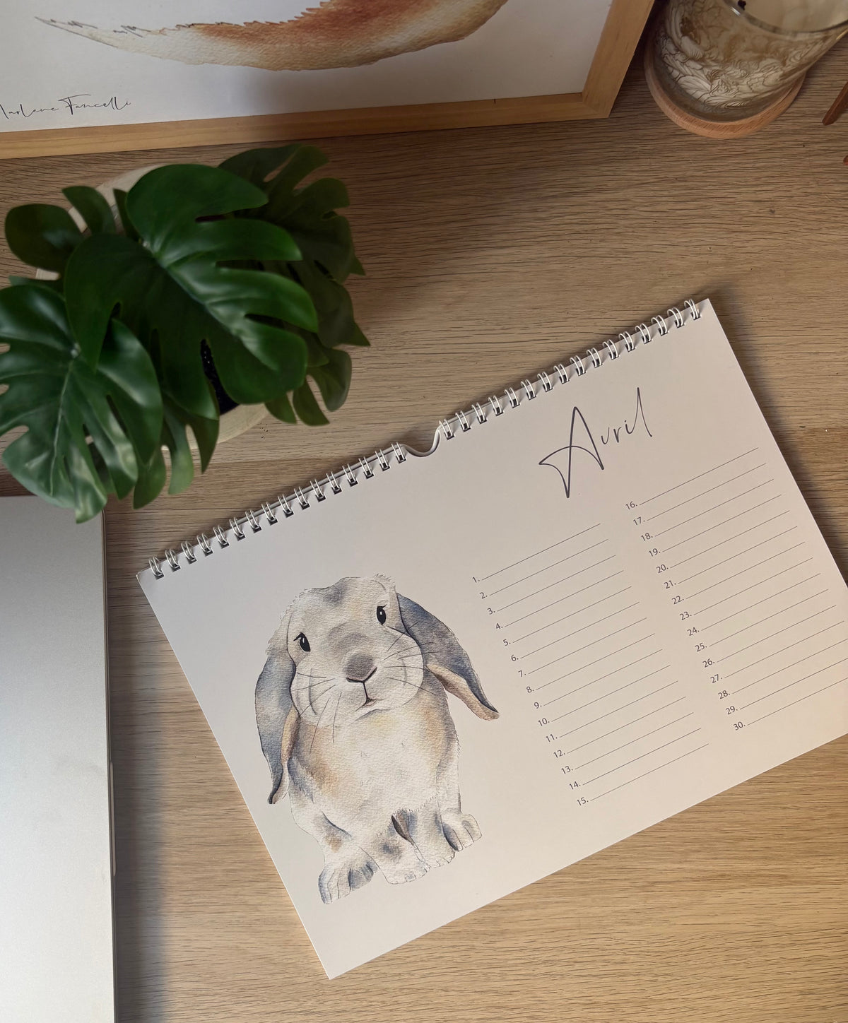 Calendrier perpétuel avec animaux mignons aquarelle