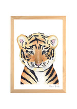 Cadre illustration aquarelle enfant d’un bébé tigre idéal pour décorer une chambre d’enfant sur le thème de la savane / jungle