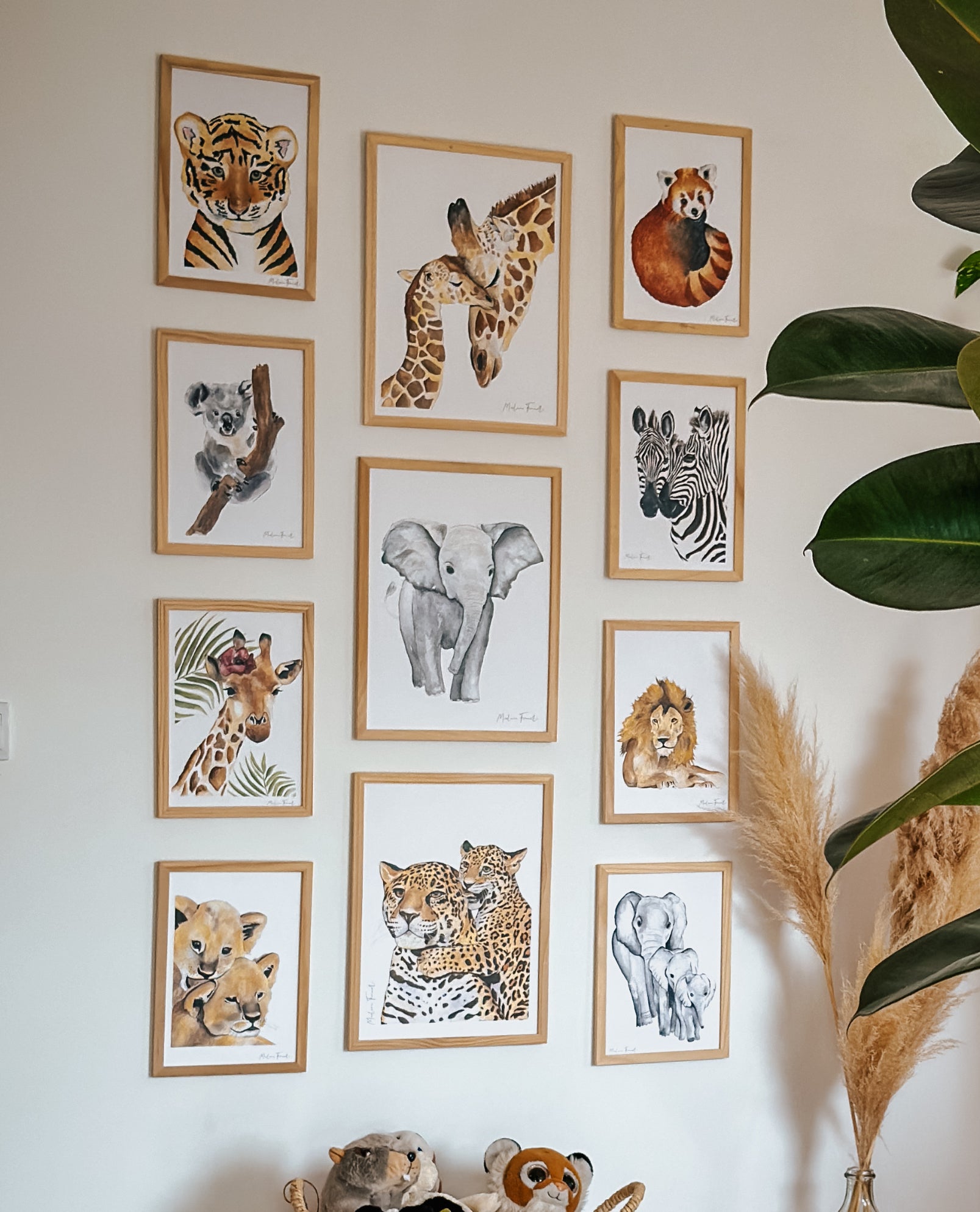 Cadre affiche aquarelle Lion Léo pour décorer une chambre d'enfant sur le thème de la savane