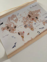 planisphere animaux à l'aquarelle - décoration chambre enfant et bébé