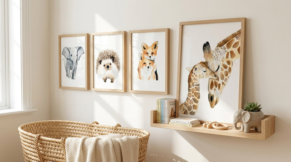 affiche animaux aquarelle pour décoration chambre bébé thème jungle, forêt