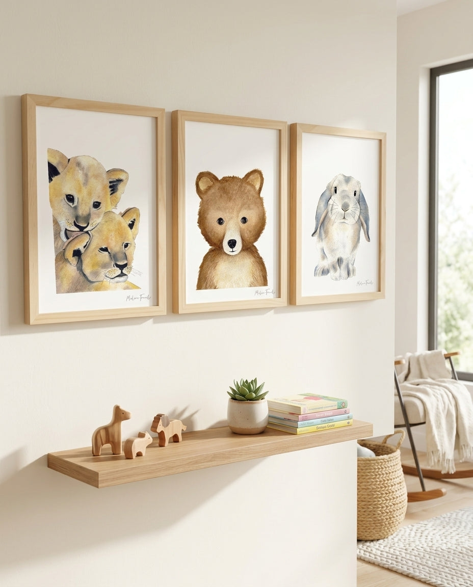 Affiche animaux aquarelle thème jungle et foret 