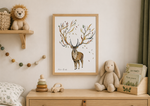 Affiche aquarelle d'un cerf pour décoration chambre enfant et bébé