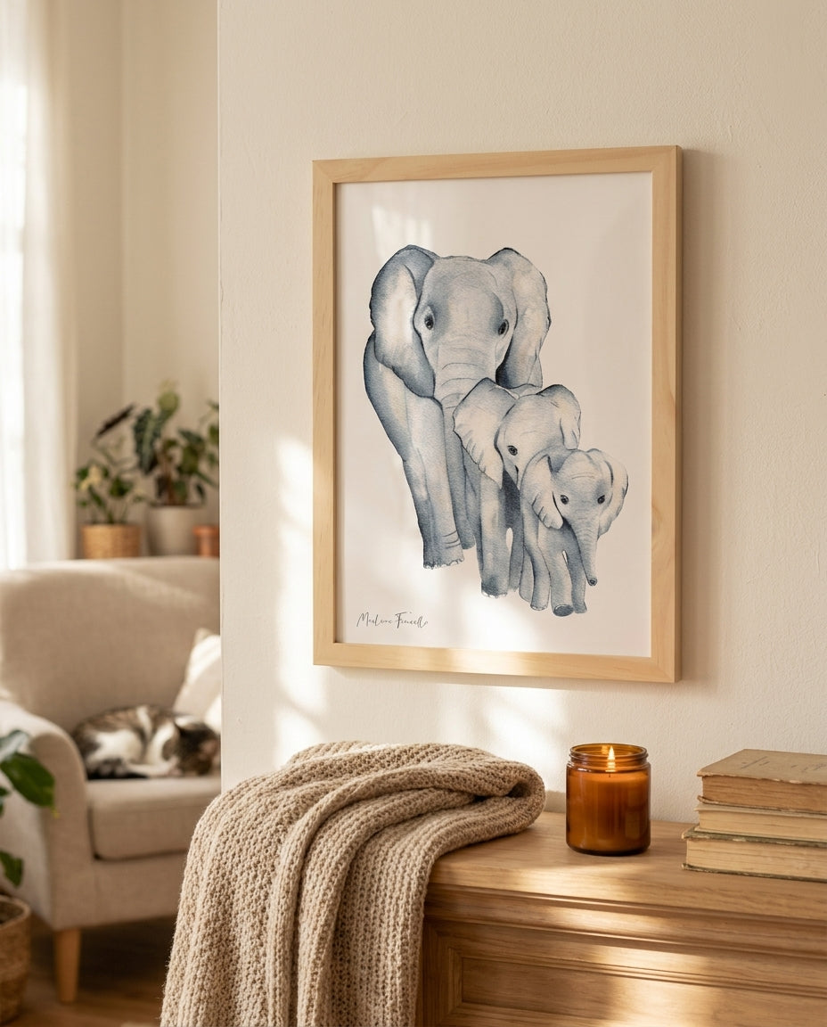 Affiche éléphant chambre bébé et enfant sur le thème de la jungle