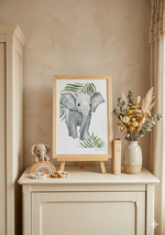 Affiche éléphant feuille aquarelle pour une  chambre bébé 