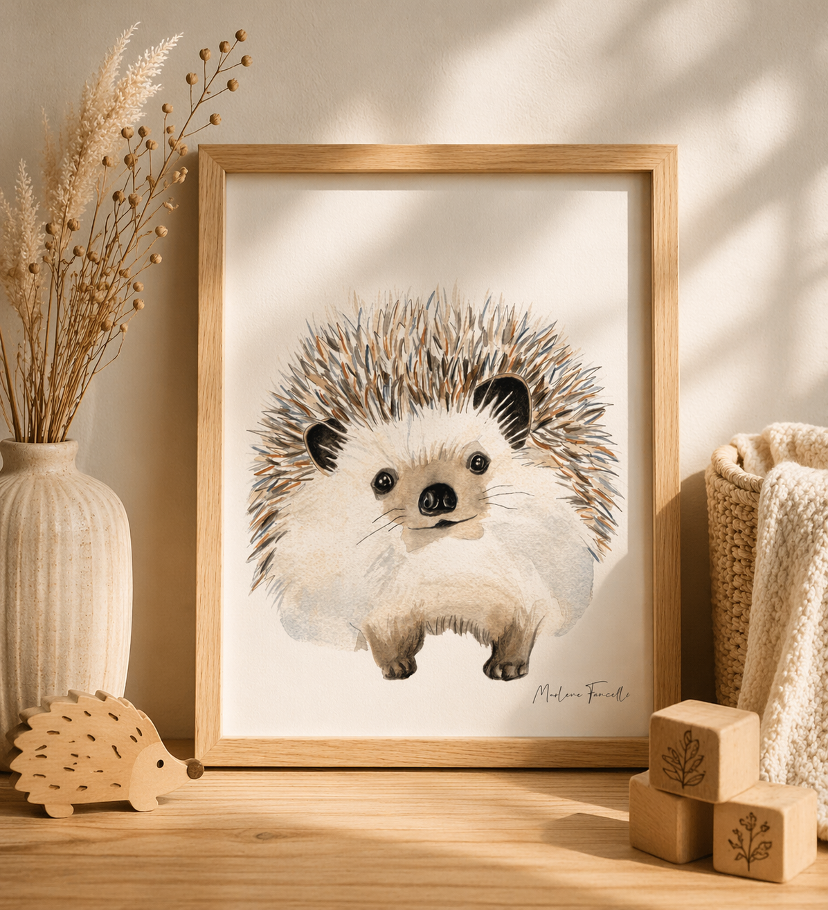 Décoration hérisson pour chambre bébé avec animaux de la foret 