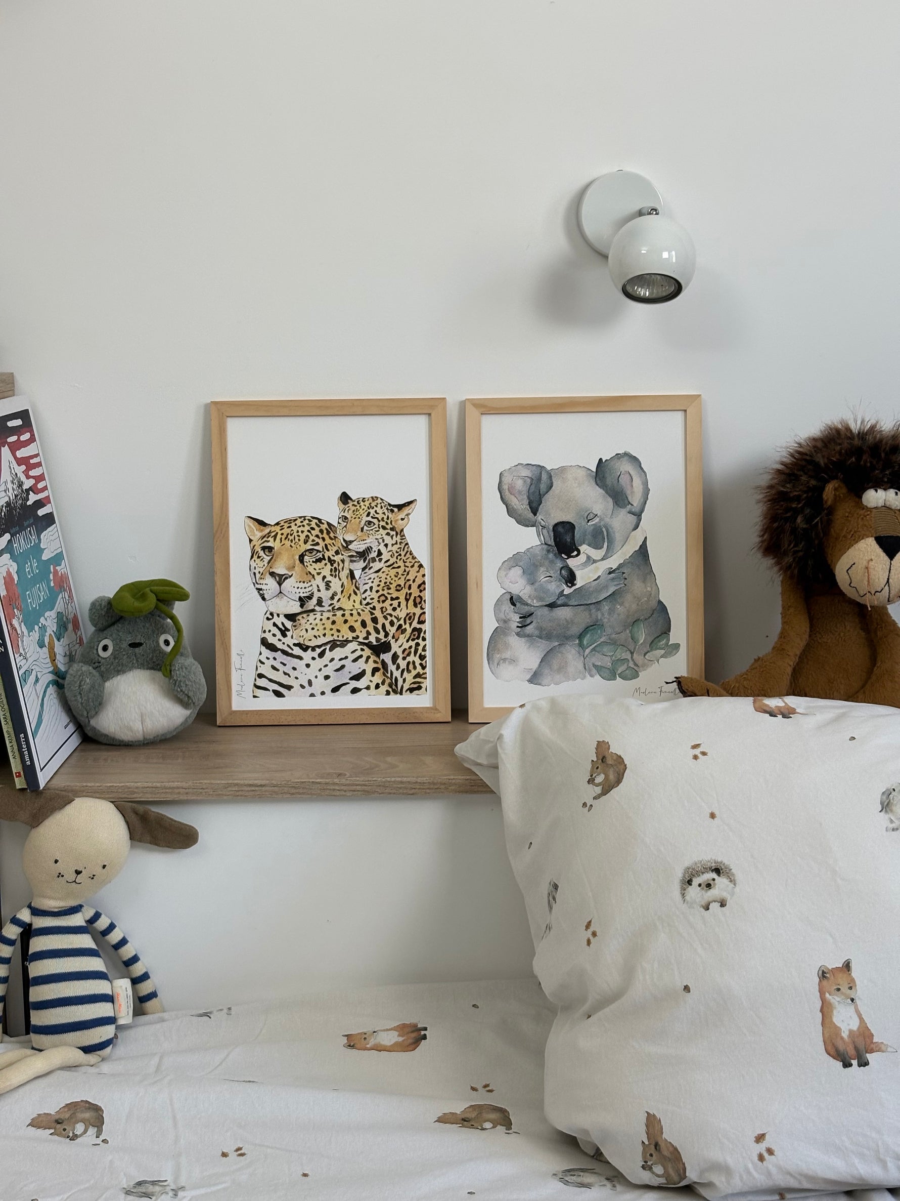 Affiche famille jaguar et koala pour décorer chambre enfant