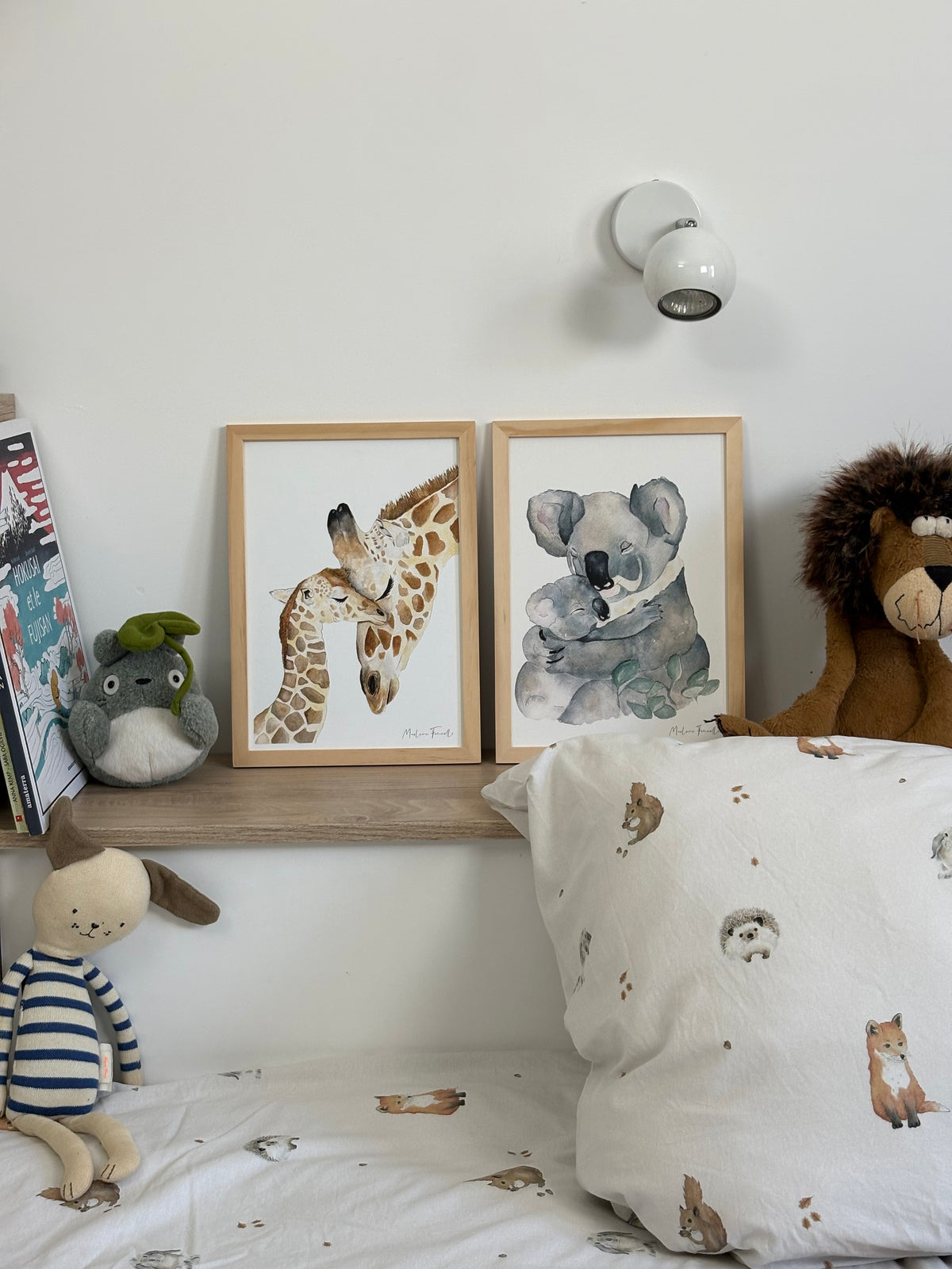Poster famille koala et girafe décoration chambre enfant 