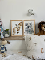 Poster famille koala et girafe décoration chambre enfant 