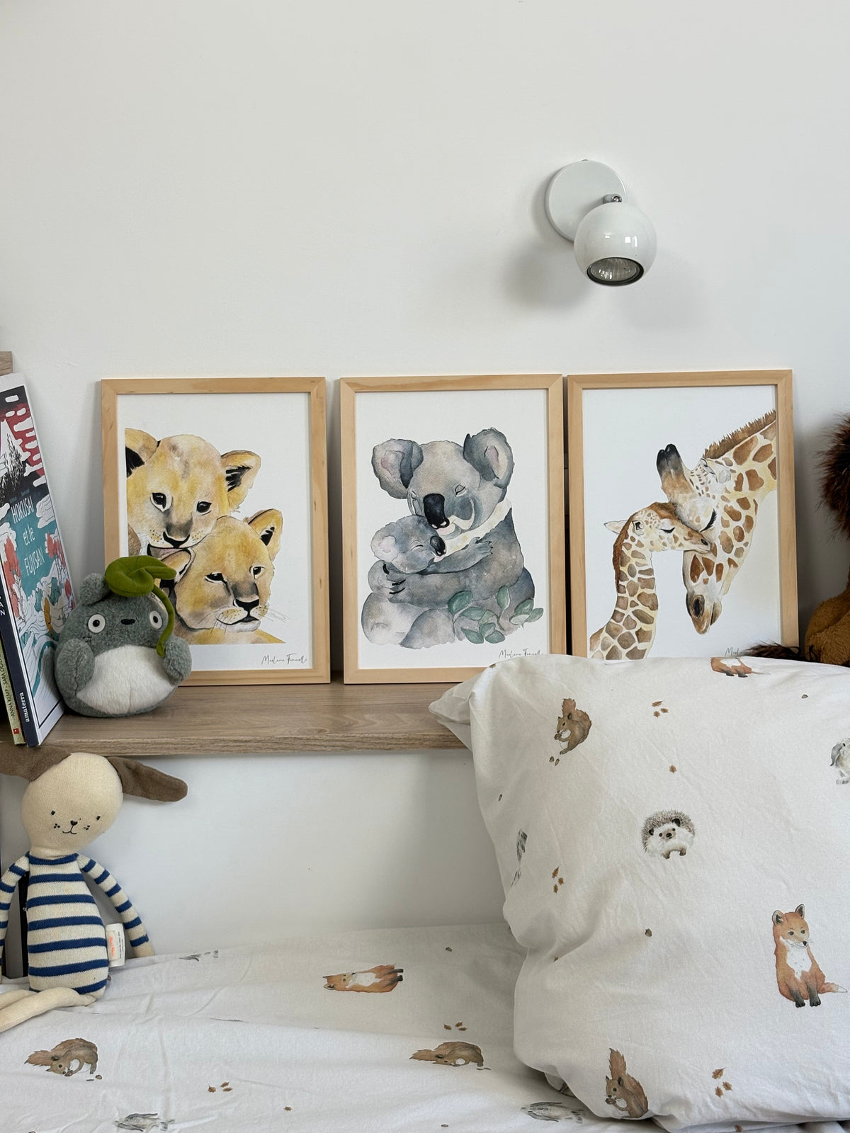 Affiche aquarelle girafe, koala, lionceaux pour décorer chambre enfants et bébé