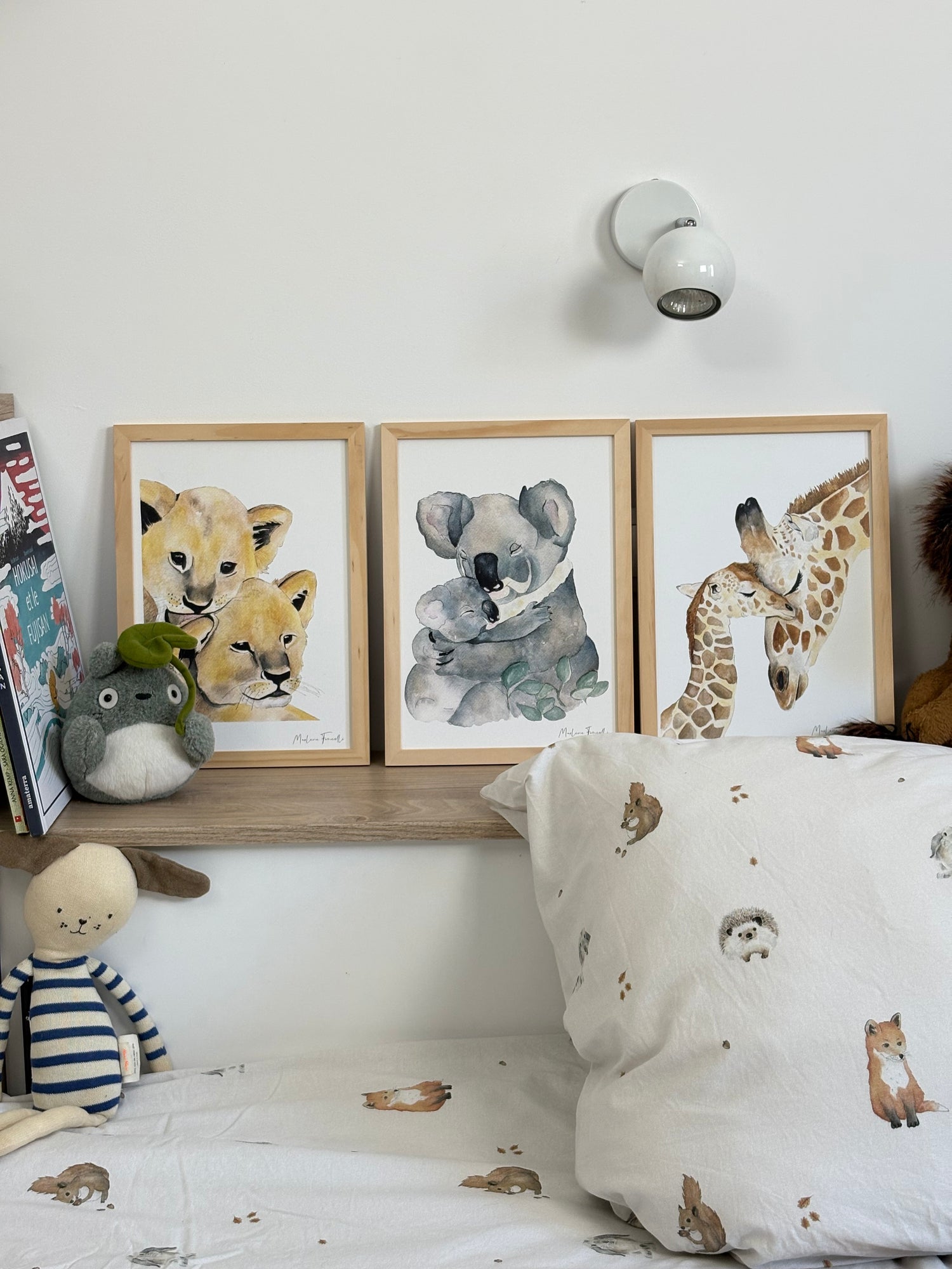 Affiche aquarelle girafe, koala, lionceaux pour décorer chambre enfants et bébé