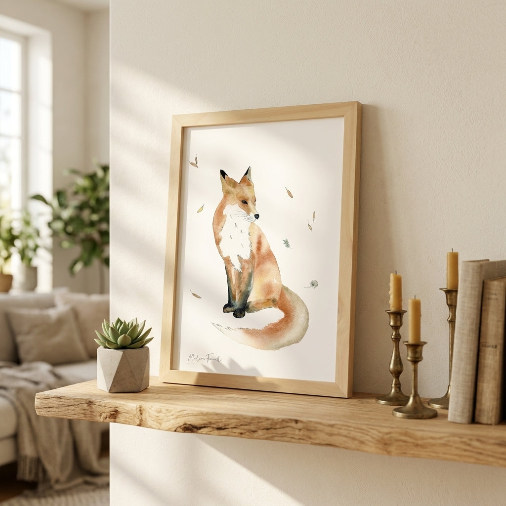 Poster renard thème forêt pour chambre bébé 