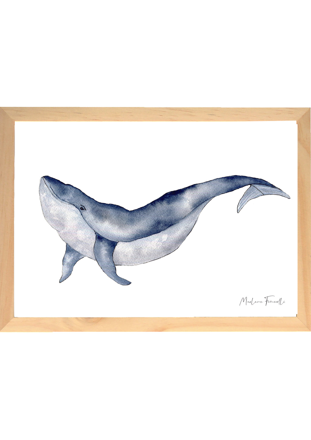 Cadre illustration aquarelle enfant d’une baleine idéal pour décorer une chambre d’enfant sur le thème de l’océan 