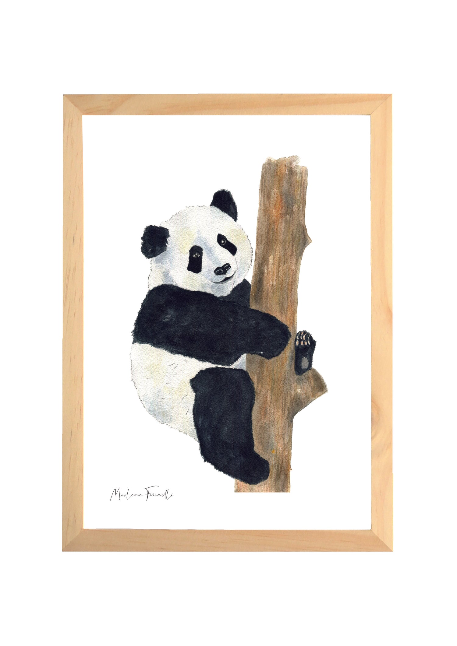 Cadre illustration aquarelle Panda pour une chambre sur le thème de la savane