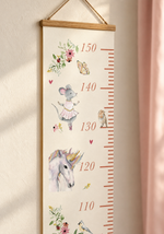 toise chambre fille rose avec licorne, lapin, danseuse
