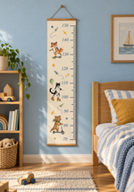 toise  murale enfant illustrée  à l'aquarelle pour une décoration chambre bébé  garcon
