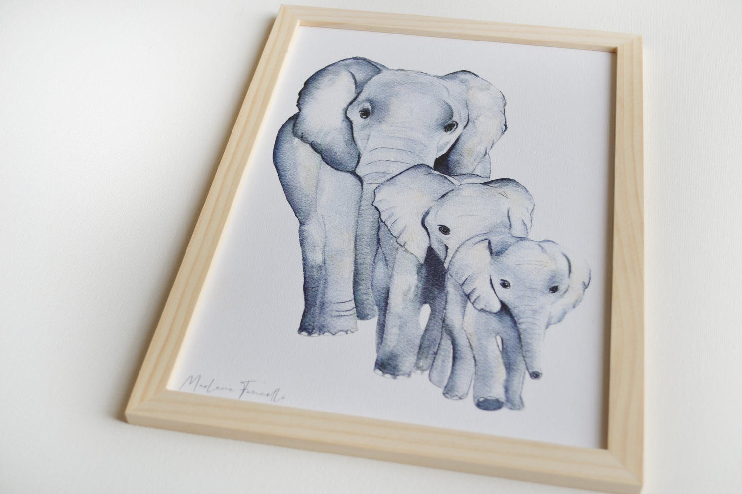 Cadre affiche aquarelle Famille Eléphant image 1