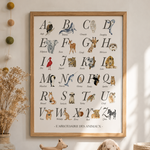 Abécédaire des animaux aquarelle pour chambre bébé et enfant avec alphabet illustré et animaux peints à la main
