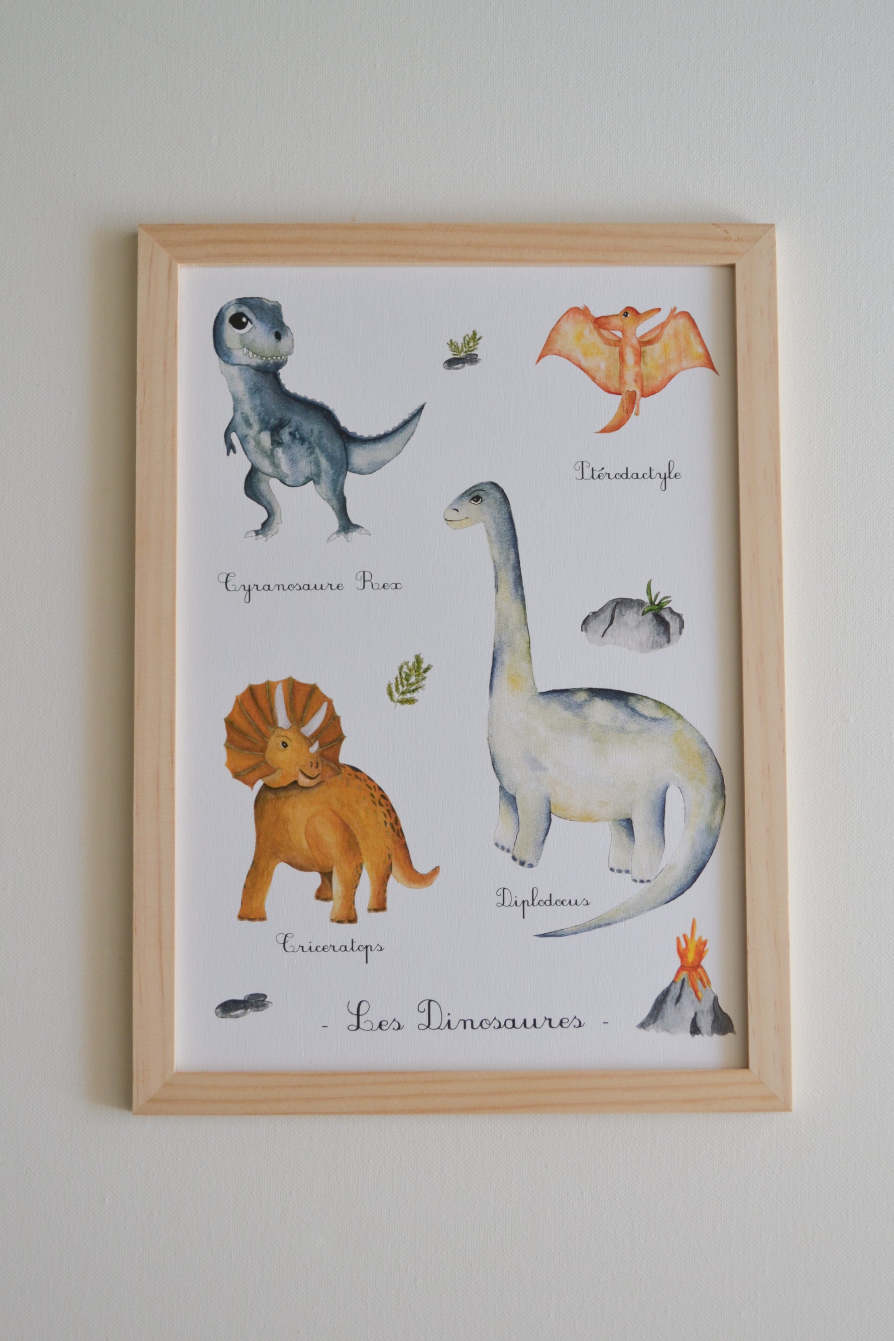 Cadre affiche aquarelle Les Dinosaures image 2