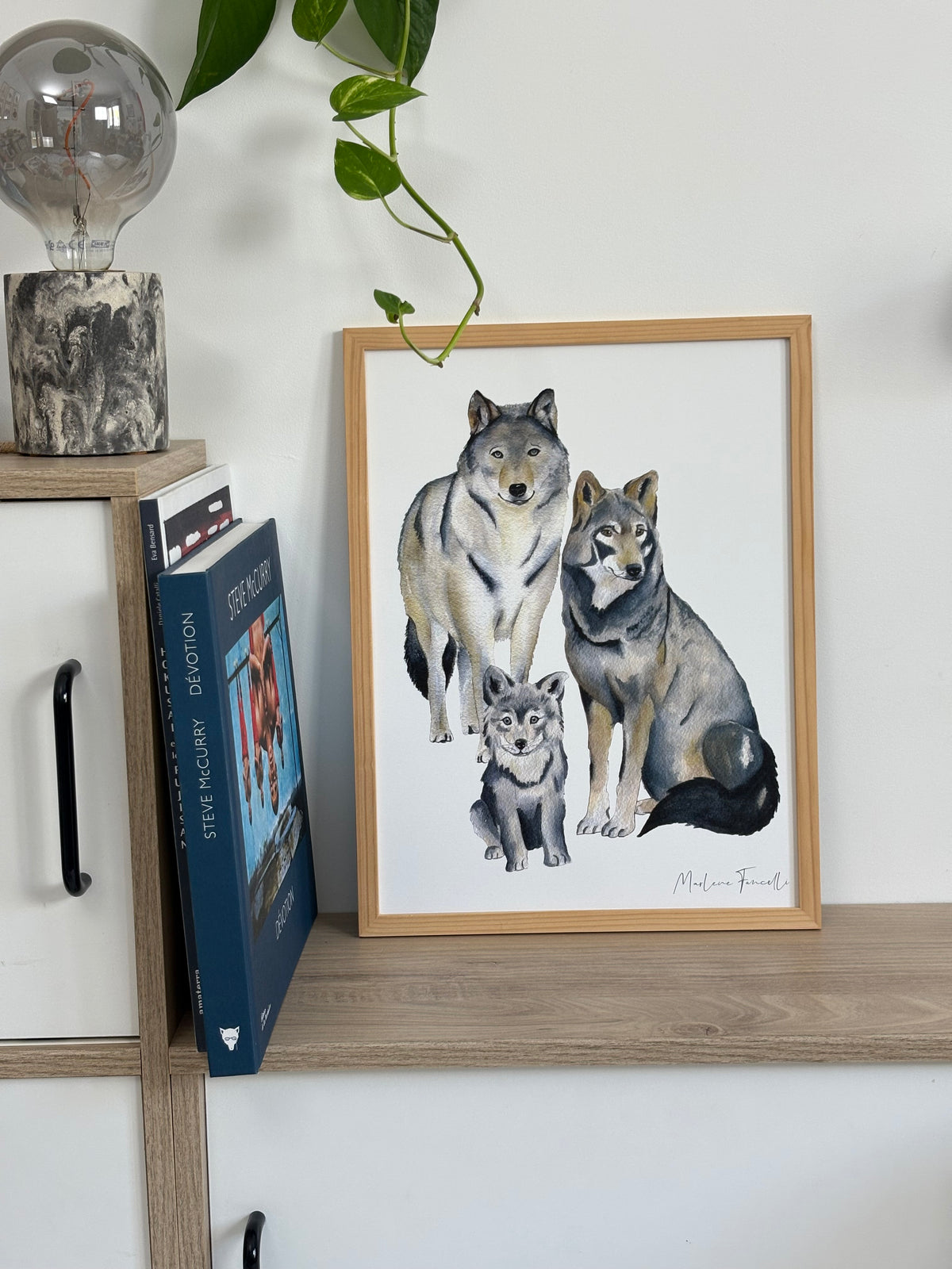Affiche famille animaux loup chambre bébé
