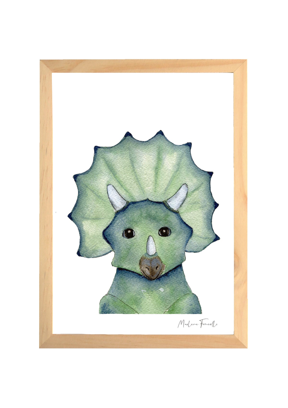 Affiche bébé tricératops aquarelle pour chambre bébé décoration dinosaure douce