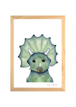 Affiche bébé tricératops aquarelle pour chambre bébé décoration dinosaure douce