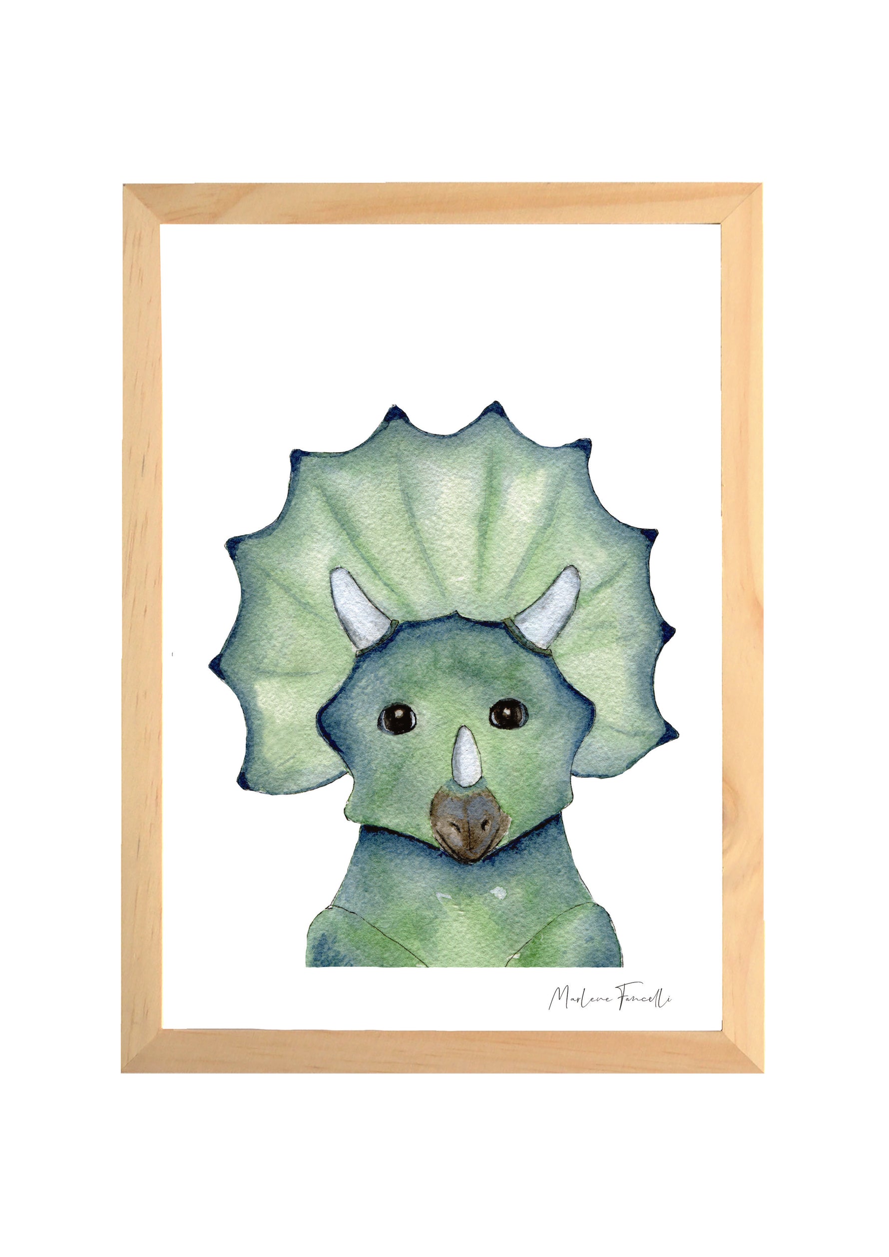 Affiche bébé tricératops aquarelle pour chambre bébé décoration dinosaure douce