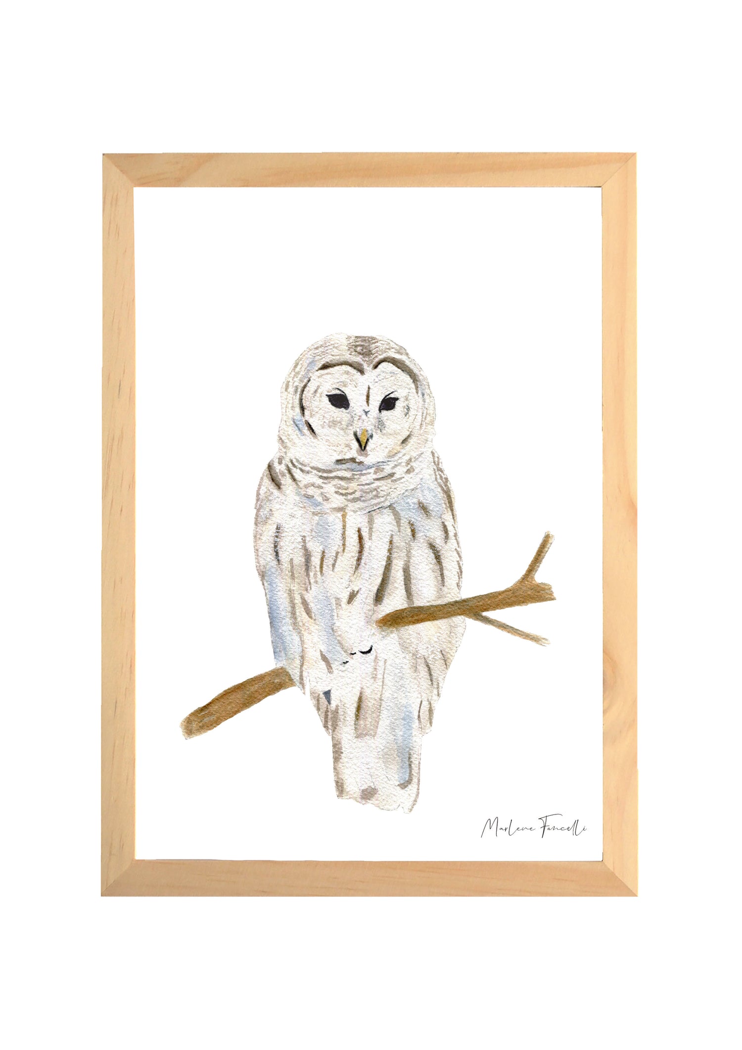 affiche chouette blanche aquarelle chambre bébé