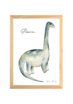 Affiche dinosaure diplodocus pour chambre bébé thème dinosaures - personnalisé avec prénom