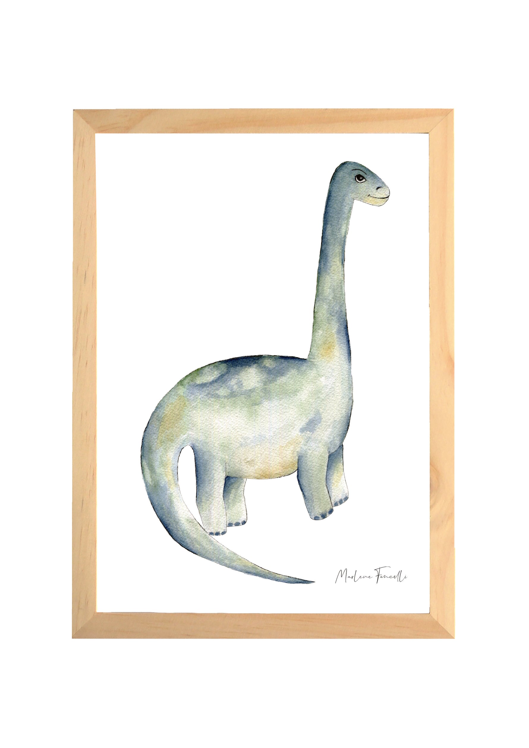 Affiche diplodocus aquarelle pour chambre bébé décoration dinosaure douce